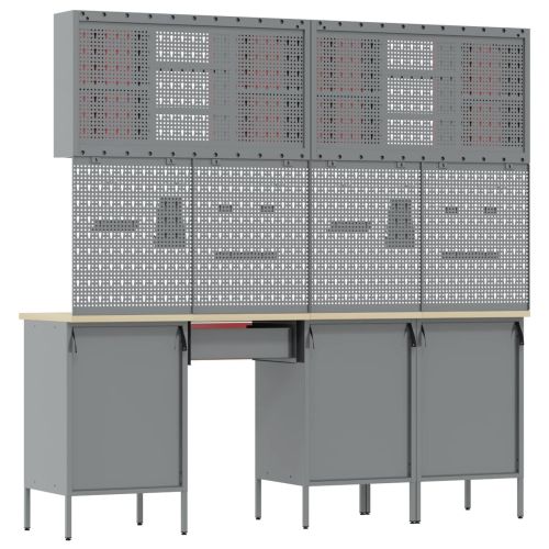 Работна маса с чекмедже 8 pcs Черно 150 x 55 x 200 см Стомана