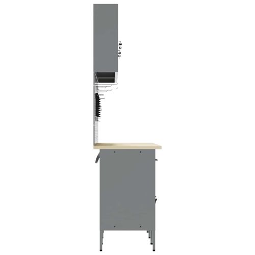 Работна маса с чекмедже 7 pcs Черно 150 x 55 x 200 см Стомана