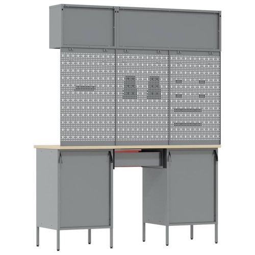 Комплект работни шкафове с чекмедже с заключване 8 pcs Червено