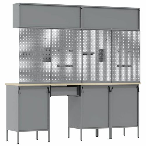 Комплект работни шкафове с чекмедже със съхранение 10 pcs Черно