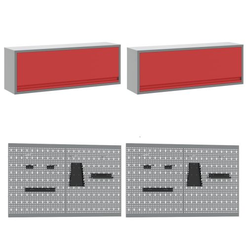 Комплект работни шкафове с чекмедже със съхранение 10 pcs Черно