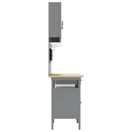 Комплект работна маса 8 pcs Черно 200 x 55 x 200 см Стомана