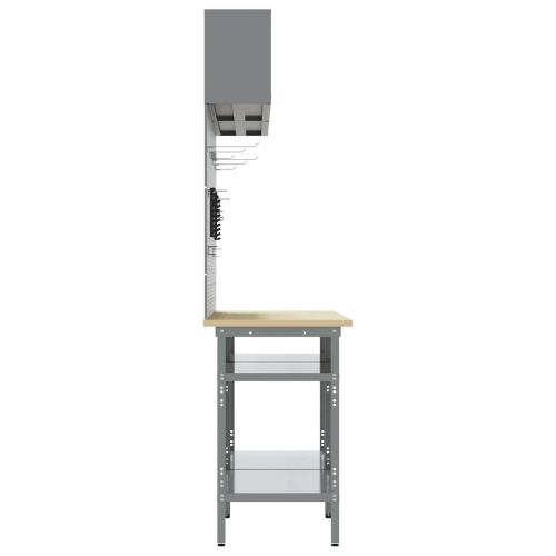 Комплект работна маса 8 pcs Сив Прахово боядисана стомана