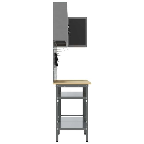 Комплект работни шкафове с рафт с заключване 10 pcs Черен и Сив