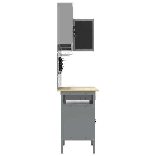 Комплект работни шкафове с чекмедже с рафт 10 pcs Черен и Сив