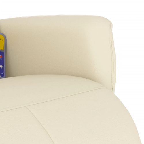 Масажен стол реклайнер поставка за крака кремав изкуствена кожа