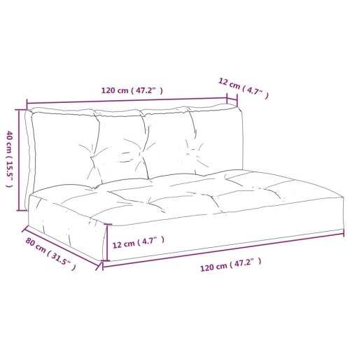 Палетни възглавници, 2 бр, черно каре, текстил