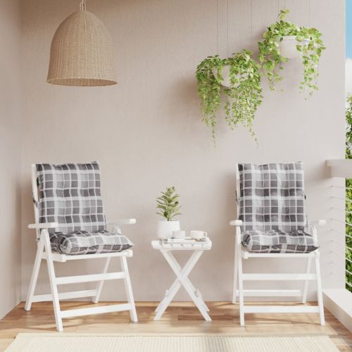 Възглавници за стол ниска облегалка 2 бр сиво каре Оксфорд плат