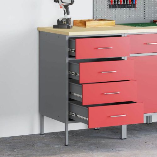 Работна маса с чекмедже Червен и сив 50 x 55 x 85 см