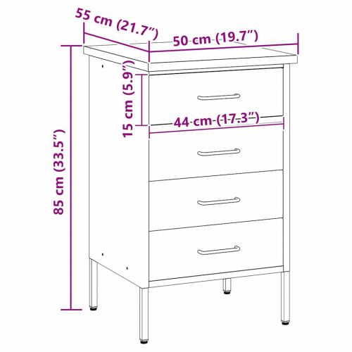 Работна маса с чекмедже Червен и сив 50 x 55 x 85 см