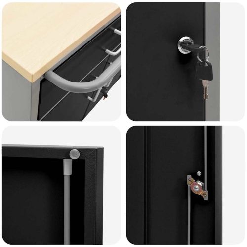 Работна маса с чекмедже с колело Черен и Сив 75 x 45 x 85 см