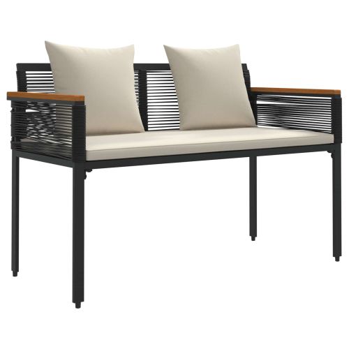 Комплект за външни мебели 4 pcs Черно и кремаво бяло ПЕ ратан