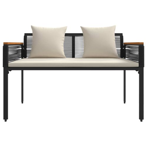 Комплект за външни мебели 4 pcs Черно и кремаво бяло ПЕ ратан