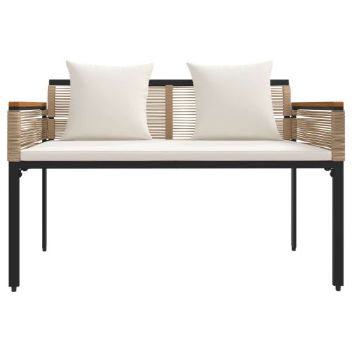 Комплект за външни мебели 4 pcs Бежов и кремаво бял ПЕ ратан