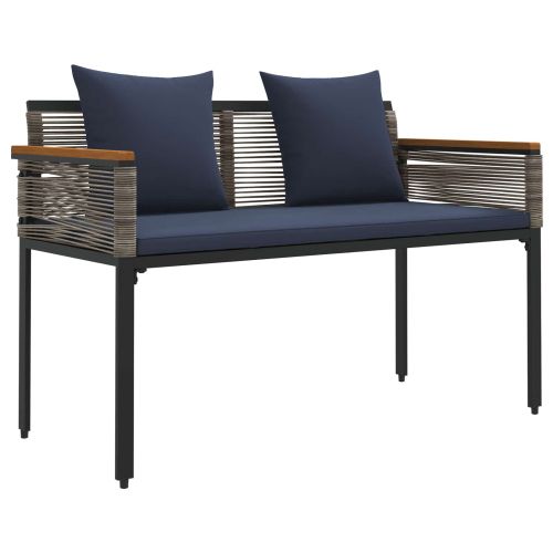 Комплект за външни мебели 4 pcs Сив и тъмен син ПЕ ратан