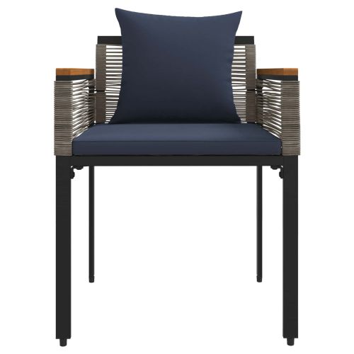 Комплект за външни мебели 4 pcs Сив и тъмен син ПЕ ратан