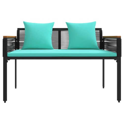 Комплект за външни мебели 4 pcs Черен и Туркоаз ПЕ ратан