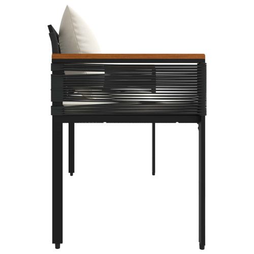 Външна пейка Черно и кремаво бяло 117 x 54 x 74.5 см полиратан