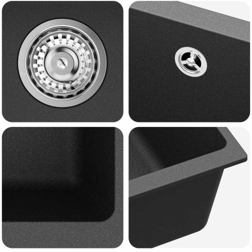 Мивка Черно 370 x 460 мм 80% Кварц и 20% Смола