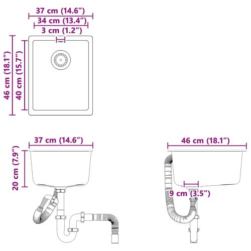 Мивка Бежово 370 x 460 мм 80% Кварц и 20% Смола
