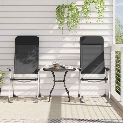 Сгъваеми къмпинг столове, 2 бр, черни, алуминий