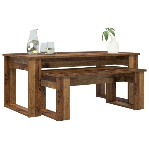 Комплект кафе маса 2 pcs Старо дърво Инженерно дърво