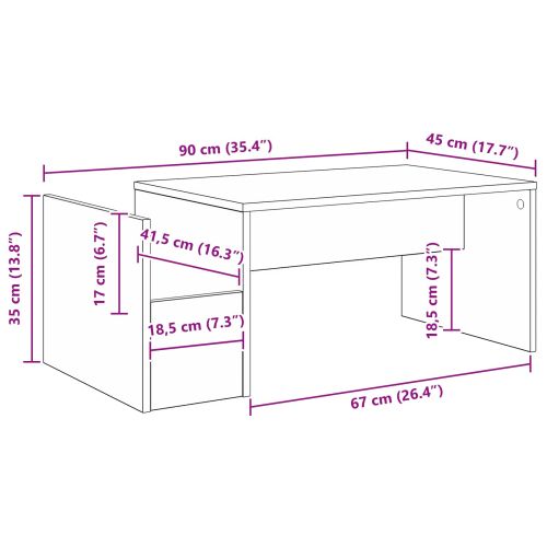 Масичка за кафе Бяло 90 x 45 x 35 cm Инженерно дърво