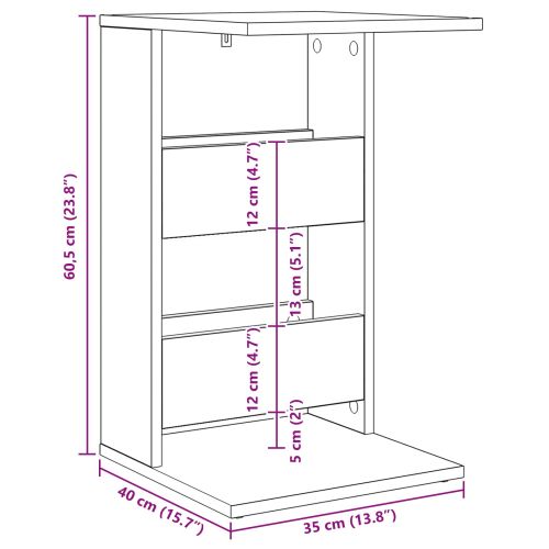 Странична маса Циментено сиво 40 x 35 x 60,5 см Инженерно дърво