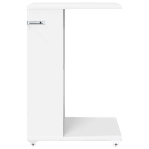 Странична маса с колело Бяло 40 x 35 x 60 см Инженерно дърво