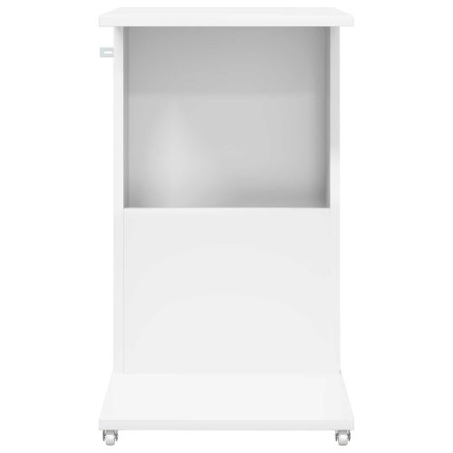 Странична маса с колело Бяло 40 x 35 x 60 см Инженерно дърво