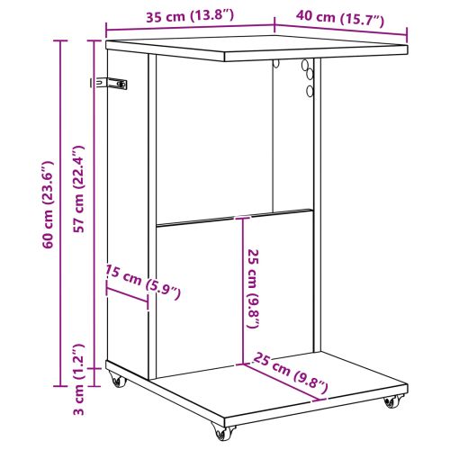 Странична маса Циментено сиво 40 x 35 x 60 см Инженерно дърво