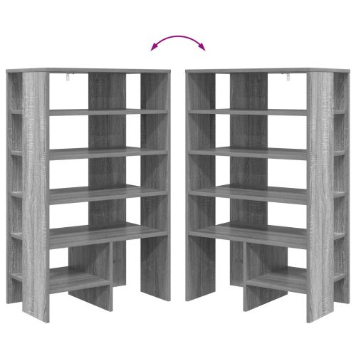 Шкаф за обувки с рафт 2 pcs Сив Сонома Инженерно дърво