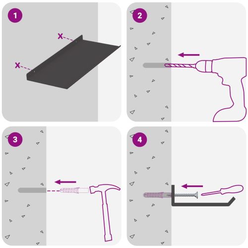 Стенен рафт с рафт 2 pcs Черно 40 x 17,5 x 2,5 см
