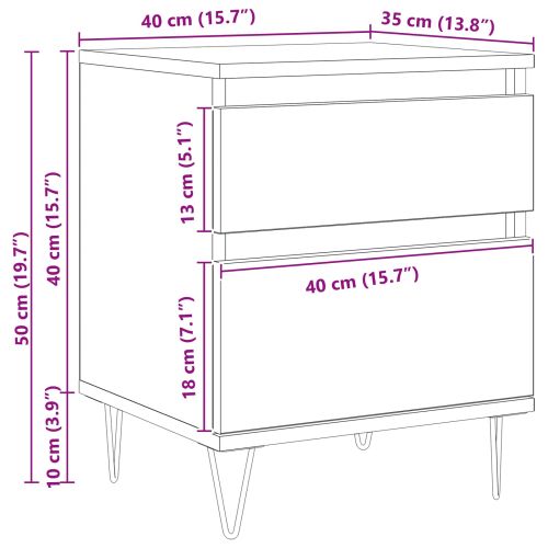 Шкаф за легло Черния дъб 40 x 35 x 50 см Инженерно дърво