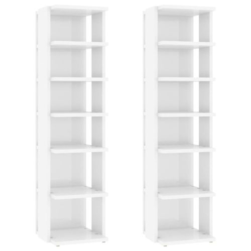 Шкафове за обувки, 2 бр, бял гланц, 27,5x27x102 см