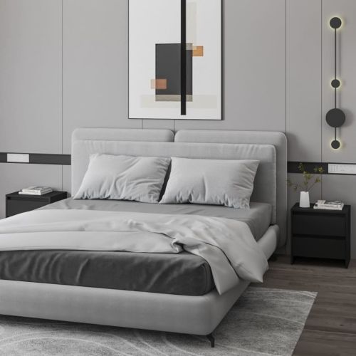 Нощни шкафчета, 2 бр, черни, 45x34,5x44,5 см, инженерно дърво