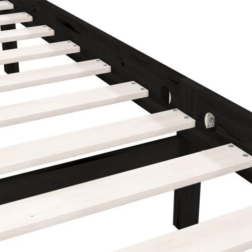 Рамка за легло, черна, бор масив, 100х200 см