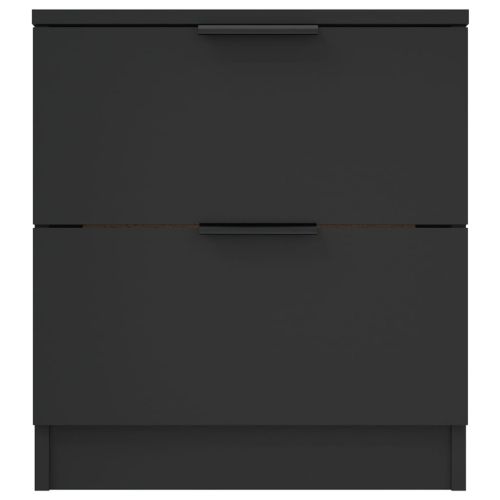 Нощно шкафче, черно, инженерно дърво