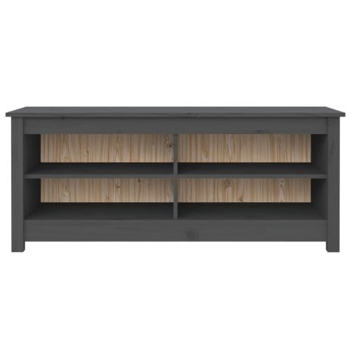 Пейка за обувки сива 110x38x45,5 см масивна борова дървесина