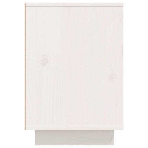 Нощни шкафчета, 2 бр, бели, 50x34x50 см, борово дърво масив