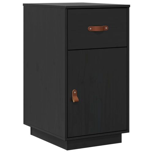 Шкаф за бюро, черен, 40x50x75 см, инженерно дърво