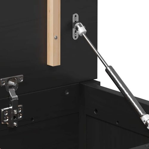 Кутия за съхранение, черен, 80x40x45,5 см, борово дърво масив