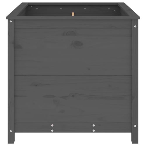 Градински сандък, сив, 82,5x82,5x78 см, масивно борово дърво