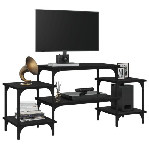 ТB шкаф, черен, 117x35x52 см, инженерно дърво