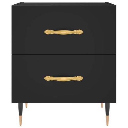 Нощно шкафче, черно, 40x35x47,5 см, инженерно дърво