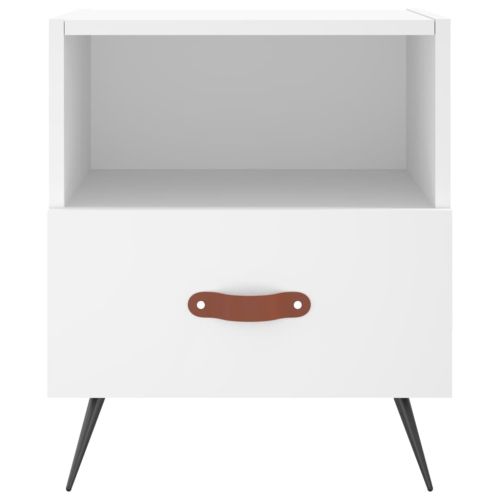 Нощно шкафче, бяло, 40x35x47,5 см, инженерно дърво