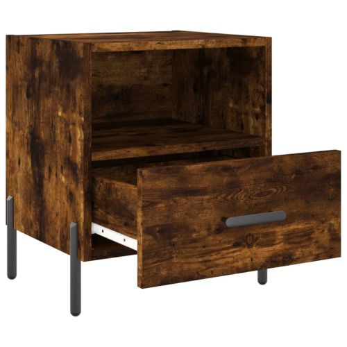 Нощно шкафче, опушен дъб, 40x35x47,5 см, инженерно дърво