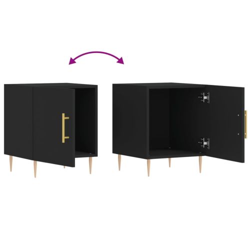 Нощно шкафче, черно, 40x40x50 см, инженерно дърво