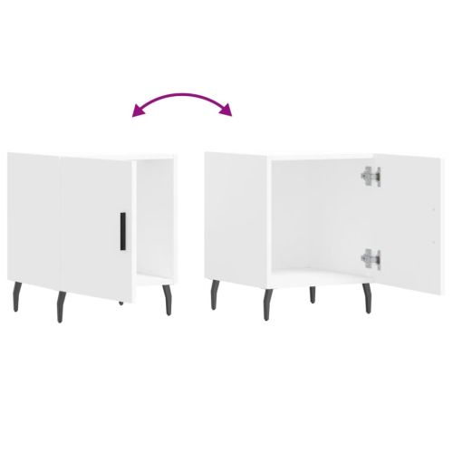 Нощно шкафче, бяло, 40x40x50 см, инженерно дърво