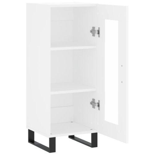 Сайдборд, бял, 34,5x34x90 см, инженерно дърво